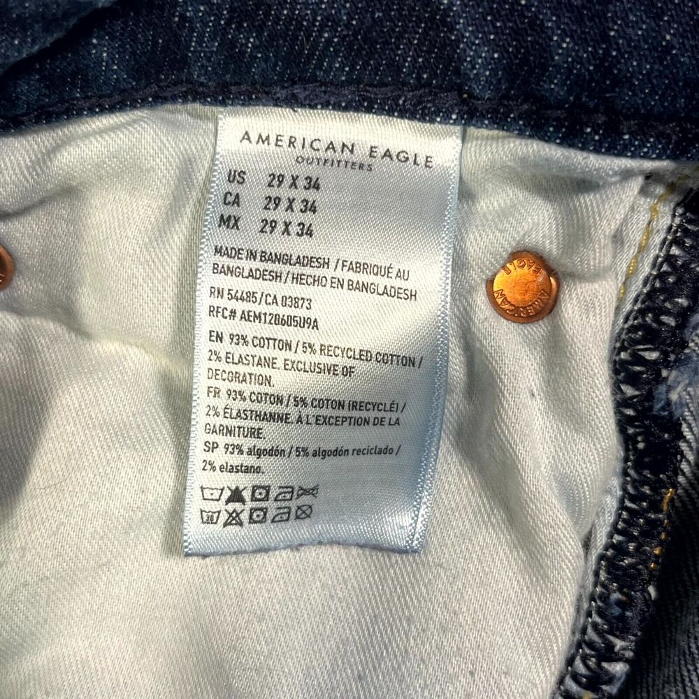 American Eagle Jeans Mens 29x34 (A:30x32.5) Athletic fit Whiskered Flex Denim - Picture 8 of 12